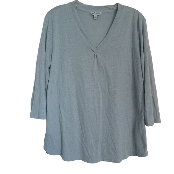 Orvis Women's Pullover 3/4 Sleeve Linen Blend Top, Size Large - Picture 1 of 11